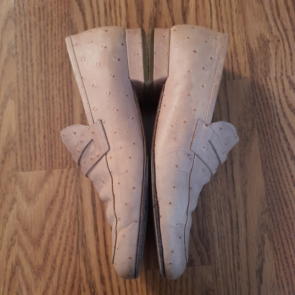 Emporio Armani Ostrich Leather Heeled Loafers Womens Size 35 - Picture 11 of 15